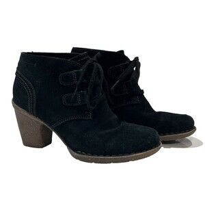 Unstructured by Clarks Comfort Sole Ankle Booties Black Suede Lace Up Women's 7
